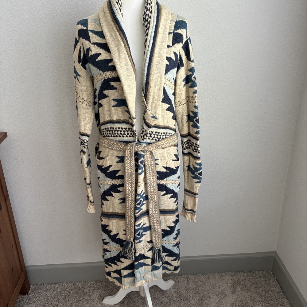 Faherty B.Yellowtail Paloma Duster Cardigan Aztec Native Western Medium Organic